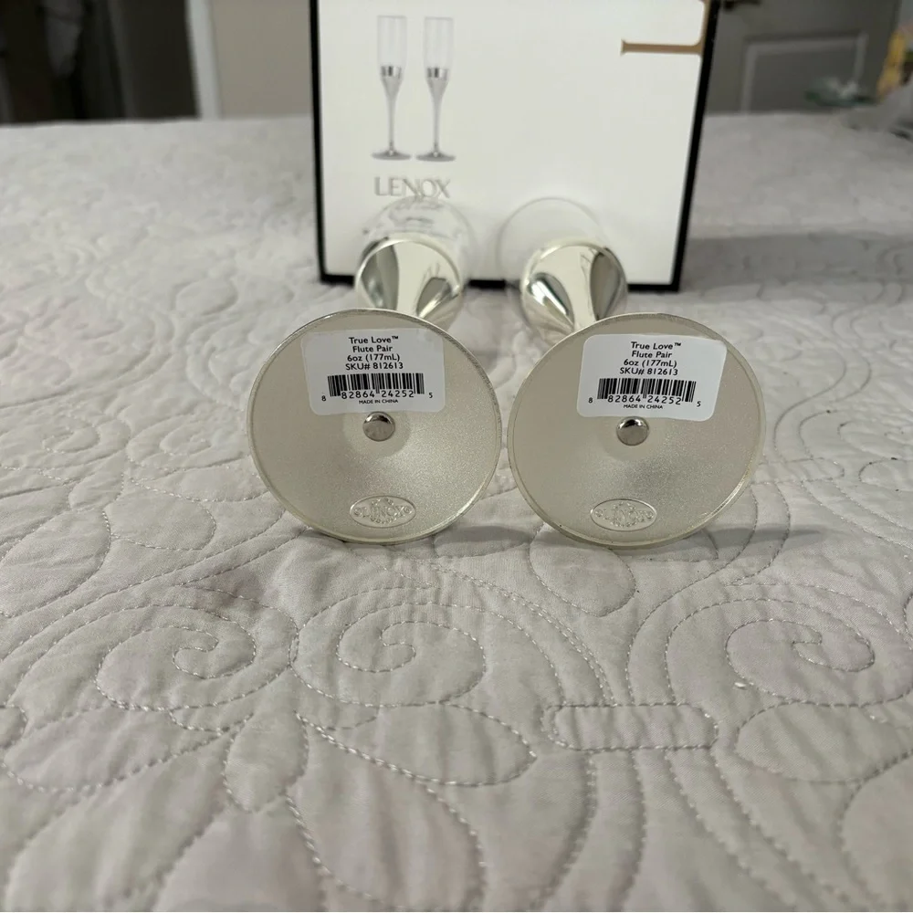 Lenox True Love Glass Flute Pair Clear with Slight Imperfection